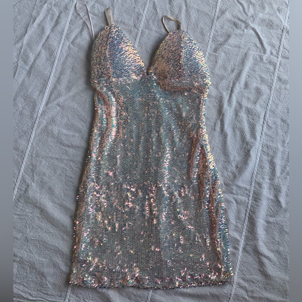 Fashion Nova Blue and Pink Mini Dress